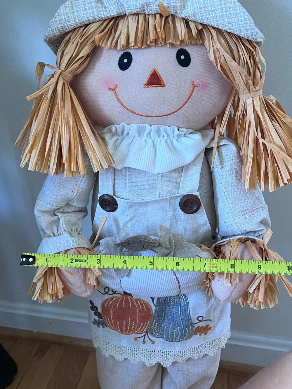 Fall Harvest Scarecrow girl Decor - Beige & Orange